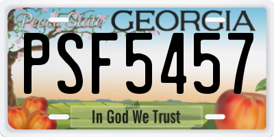 GA license plate PSF5457