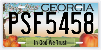 GA license plate PSF5458