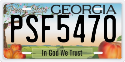 GA license plate PSF5470