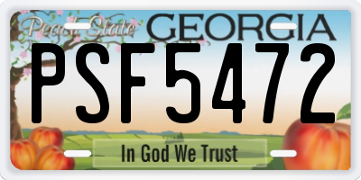 GA license plate PSF5472