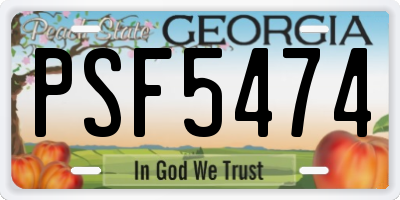 GA license plate PSF5474
