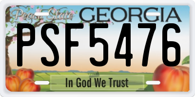 GA license plate PSF5476