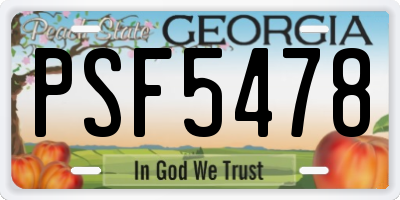 GA license plate PSF5478