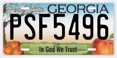 GA license plate PSF5496