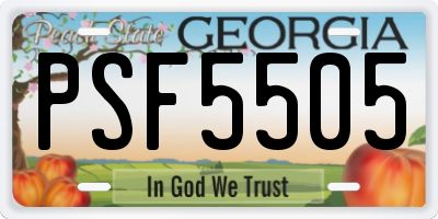 GA license plate PSF5505