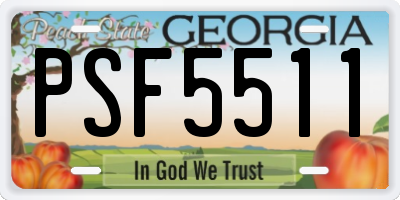 GA license plate PSF5511