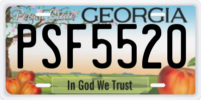 GA license plate PSF5520