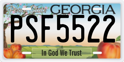 GA license plate PSF5522
