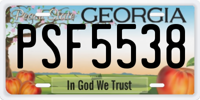 GA license plate PSF5538
