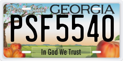 GA license plate PSF5540