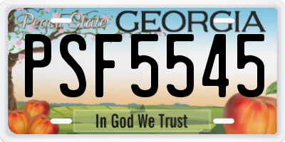GA license plate PSF5545