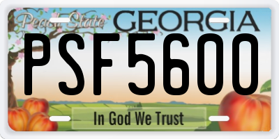 GA license plate PSF5600