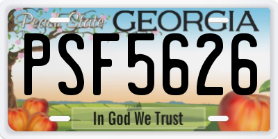 GA license plate PSF5626