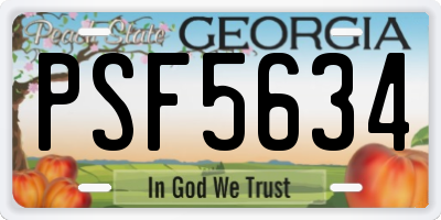 GA license plate PSF5634