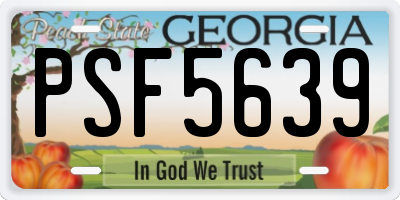 GA license plate PSF5639