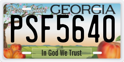 GA license plate PSF5640