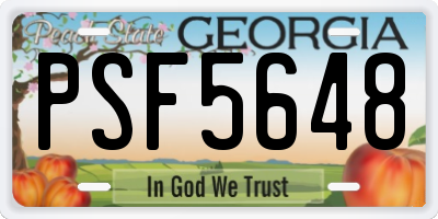 GA license plate PSF5648