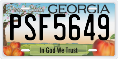 GA license plate PSF5649