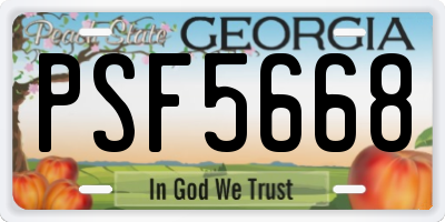 GA license plate PSF5668