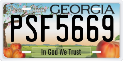 GA license plate PSF5669