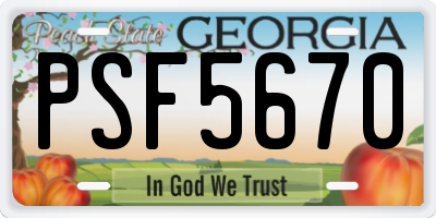 GA license plate PSF5670