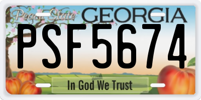 GA license plate PSF5674