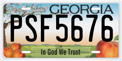 GA license plate PSF5676