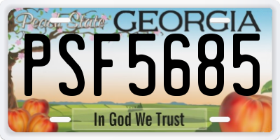 GA license plate PSF5685