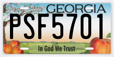 GA license plate PSF5701