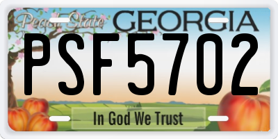 GA license plate PSF5702