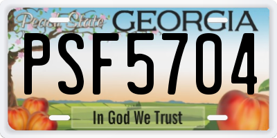 GA license plate PSF5704