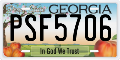 GA license plate PSF5706