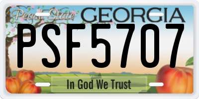 GA license plate PSF5707