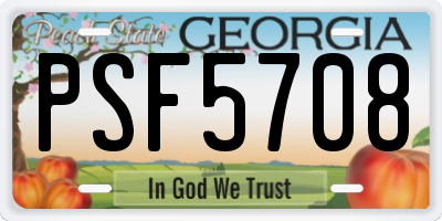 GA license plate PSF5708