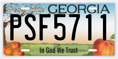 GA license plate PSF5711