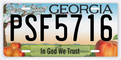 GA license plate PSF5716