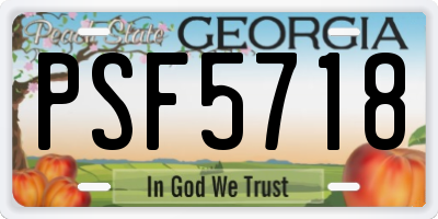 GA license plate PSF5718