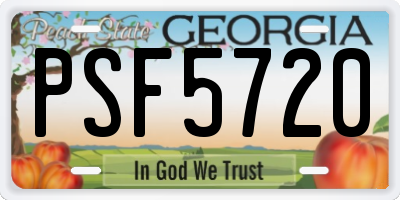GA license plate PSF5720