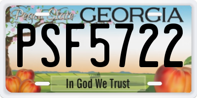 GA license plate PSF5722