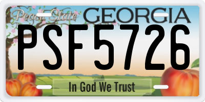 GA license plate PSF5726