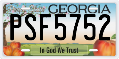 GA license plate PSF5752