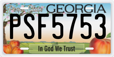 GA license plate PSF5753