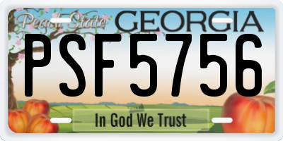 GA license plate PSF5756