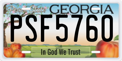 GA license plate PSF5760