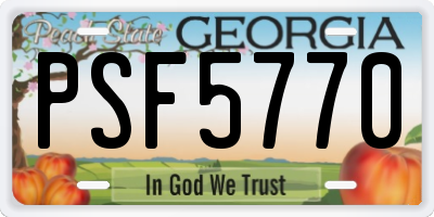 GA license plate PSF5770