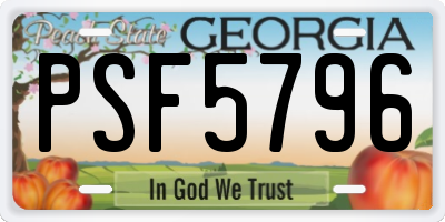 GA license plate PSF5796
