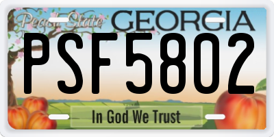 GA license plate PSF5802
