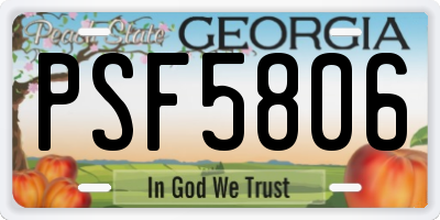 GA license plate PSF5806
