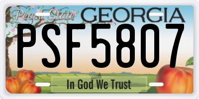 GA license plate PSF5807