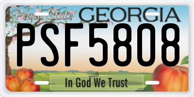 GA license plate PSF5808
